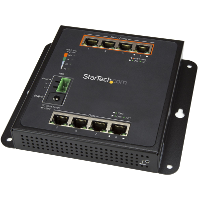StarTech.com Switch industriale a 8 porte Gigabit PoE - 4 x PoE+ 30W - Power Over Ethernet - Switch gestito GbE Layer/L2 in meta