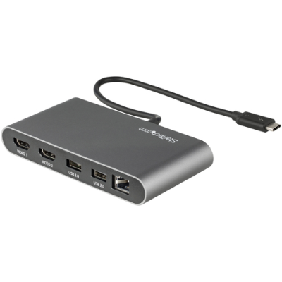StarTech.com Mini Dock Thunderbolt 3 - Docking Station Portatile per Doppio Monitor HDMI 4K 60Hz, Hub 2x USB-A (3.0/2.0), GbE - 