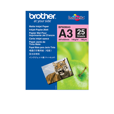 Brother BP60MA3 carta inkjet A3 (297x420 mm) Opaco 25 fogli Bianco